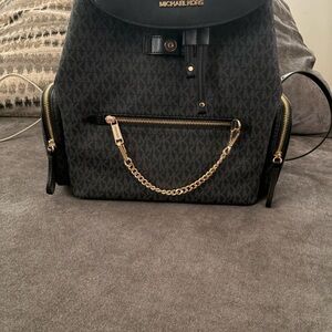 Michael Kors Black and Gold Chain Backpack